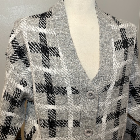NWT PHILOSOPHY Republic Clothing Viscose Blend Plaid Cardigan SMALL - Picture 2 of 10